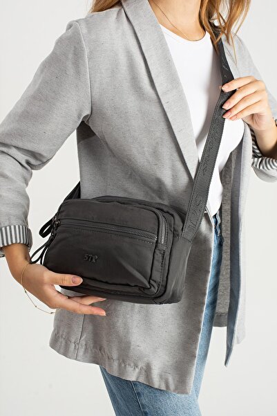 571 Collections Çanta Soft Textured Ultra-Lightweight, Flexible and Waterproof Polyamide Fabric Shoulder Bag Gray Model: (571-13-14E)