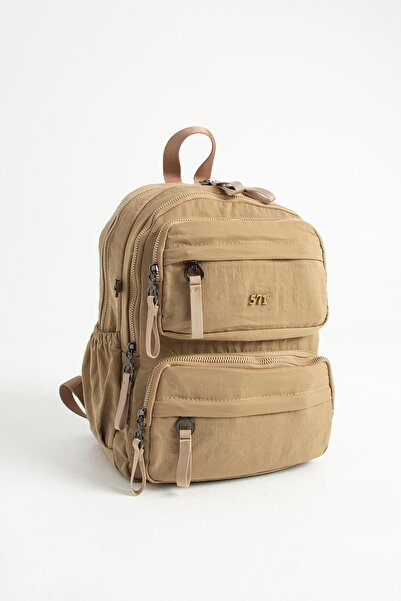 Çanta Trend Soft Textured Ultra-Lightweight, Waterproof Polyamide Fabric Backpack Mink Model: (571-13-14A)