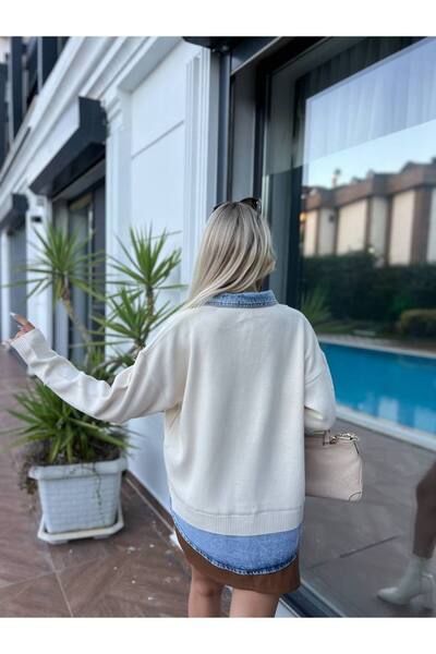 For Angels Denim Polo Knitwear Sweater with Collar and Skirt