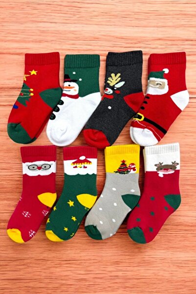ZENGİN 8 чифта безшевни коледни зимни дебели кърпи Детски чорапи