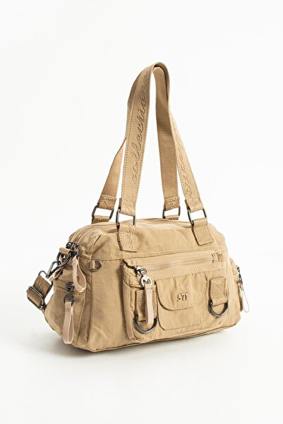 Çanta Trend Soft Textured Ultra-Lightweight, Waterproof Polyamide Fabric Shoulder and Arm Bag Mink Model: (571-13-14K)