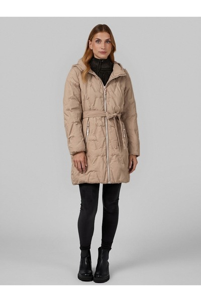 SETTY KOOP Women's Long Quilted Winter Coat with Hood – Warm Puffer Jacket with Adjustable Waist geacă damă