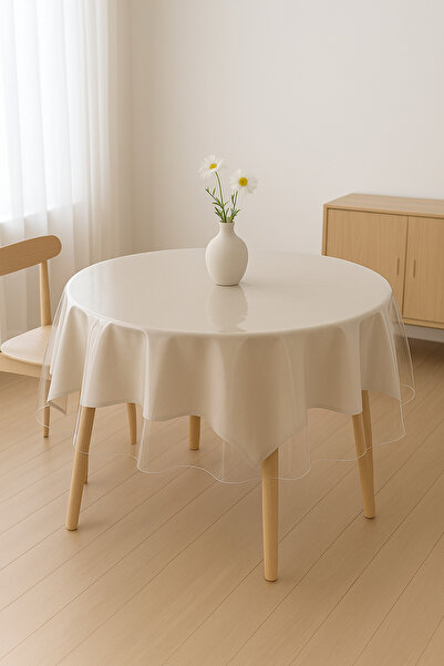 N NOXXO Pvc Transparent Thick Round Tablecloth Non-Slip Base, All Sizes 180 Micron 0.18 mm