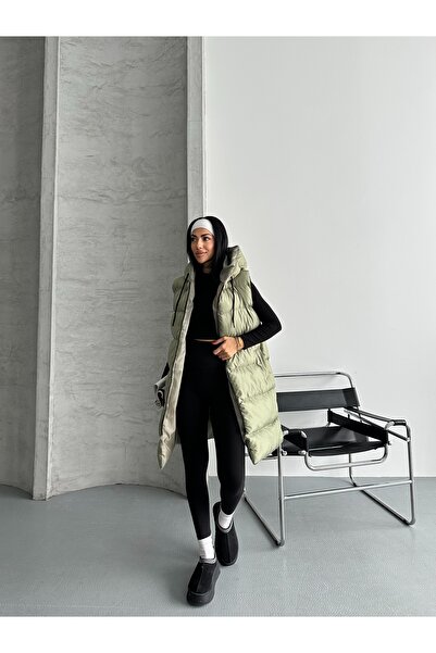 Fashionbox жіночий гелевий наповнювач з капюшоном на блискавці довгий надувний жилет 25111