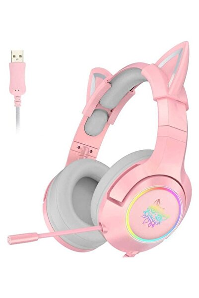 Generic Wired Gaming Headset Removable Cat Ears Headphones with Microphone