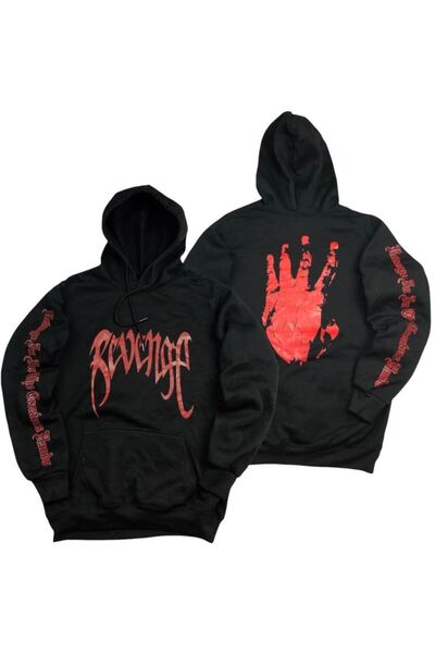 MAGORS Hanorac Rapper cu glugă din bumbac imprimat REVENGE XXXTENTACION, cu mânecă lungă, cu 3 fire
