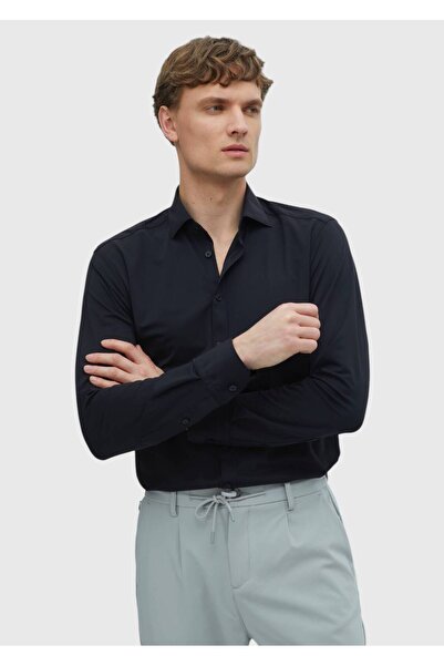 Ramsey Cămașă clasică țesătă neagră, cu croială normală