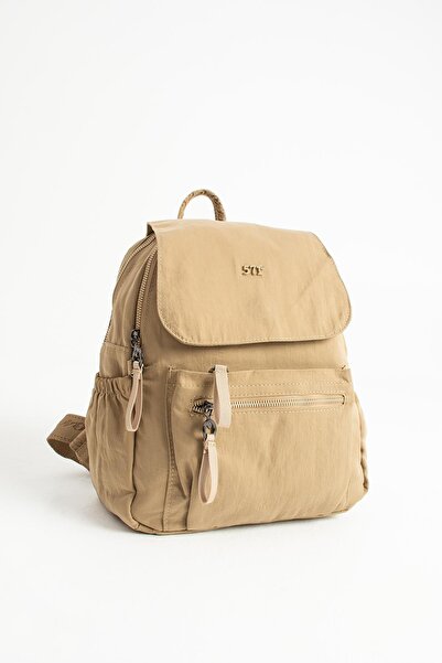 Çanta Trend Soft Textured Ultra-Lightweight, Flexible and Waterproof Polyamide Fabric Backpack Mink Model: 571-13-14B