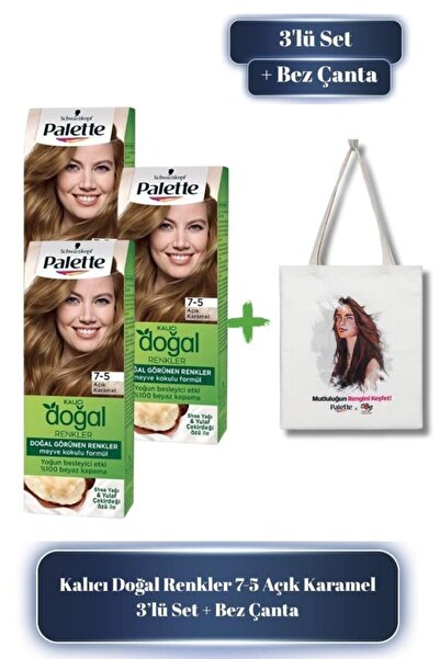 Palette KALICI DOĞAL RENKLER SAÇ BOYASI 7-5 AÇIK KARAMEL x3 - Çanta
