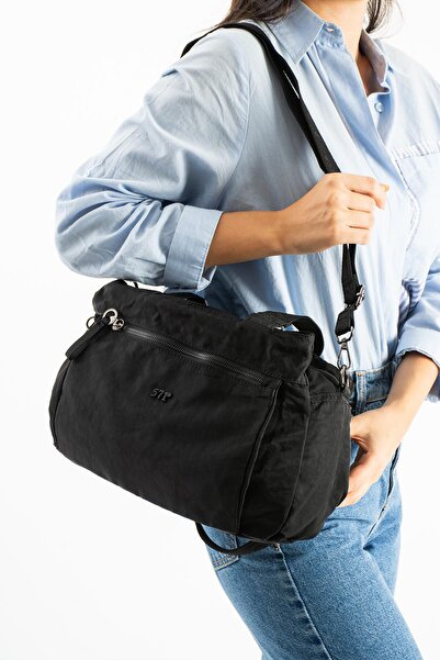 571 Collections Çanta Soft Textured Ultra-Lightweight, Flexible and Waterproof Polyamide Fabric Shoulder and Arm Bag Black Model: (57