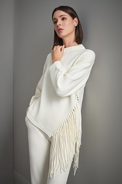 JOIN US Πουλόβερ από πλεκτό εκρού με λεπτομέρεια με φούντα