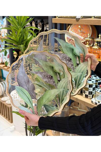 Onedekor 2li Green Leaf Lüks Tepsi
