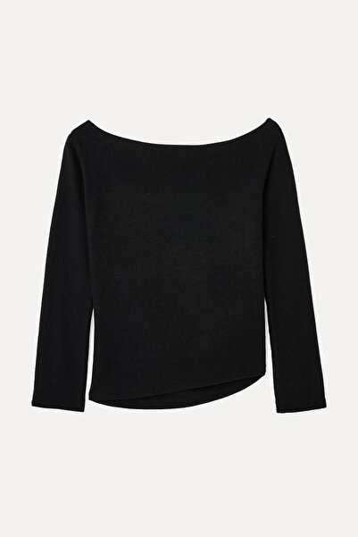 Mudo Fitted Boat Neck Asymmetric Sweater