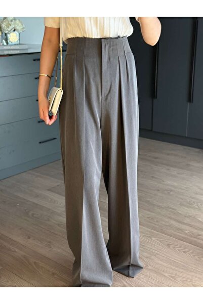 Tugen Co بنطلون باليزو رمادي بتصميم بولي فيسكون