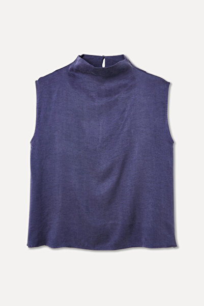 Mudo Stand Collar Sleeveless Bluz