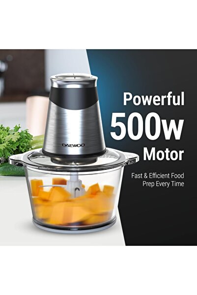 Daewoo Food Chopper – Mini Food Processor with 1.8L BPA Free Glass Mixing Bowl, 500W Motor Dual Sp