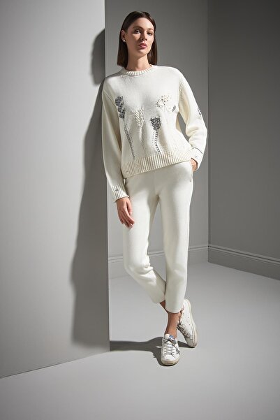 JOIN US Сірий трикотажний светр з детальним візерунком