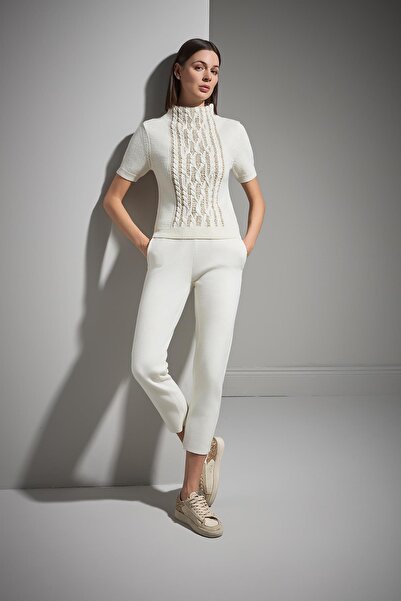 JOIN US ψηλός λαιμός Πλεκτό πουλόβερ σε ασημί εκρού χρώμα