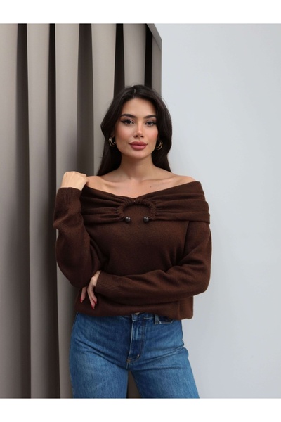 ESRAHELVACI Open Shoulder Accessory Knitwear Sweater