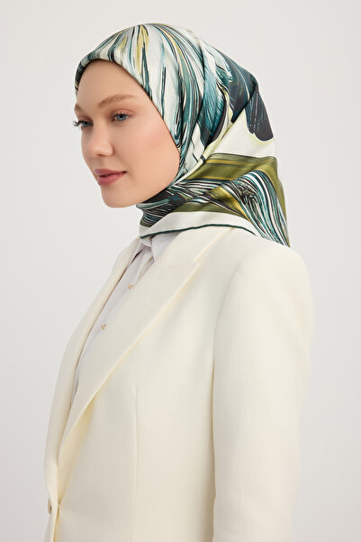 Schaless Crin de Aur - Verde - Eșarfă din twill de mătase 100% - 90x90 Cm