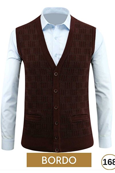 güncüoğlu Buttoned Pocketed Steel Knit Men's Knitwear Vest