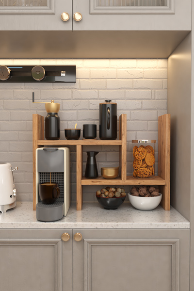 Limnizza Mutfak Düzenleyici Raf ,Baharatlık, Kahve Köşesi Standı, Peçetelik Tezgahüstü Raf