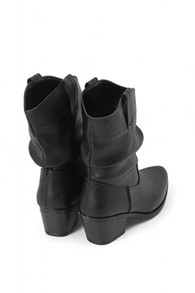 Raneel Kazançlı Alışveriş Kadın Orta Bot Kalın Topuklu Siyah Bot/Çizme