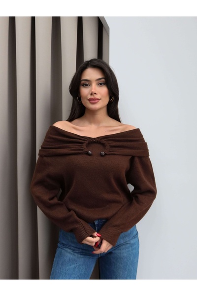 ESRAHELVACI Open Shoulder Accessory Knitwear Sweater