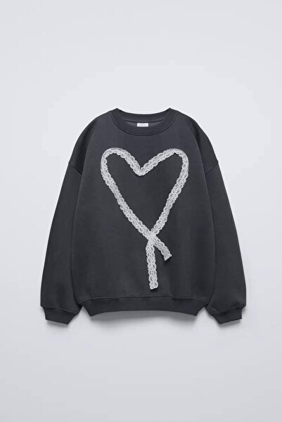 GAist Kids Baby Kız Çocuk Dantelli Kalp İşlemeli Sweatshirt