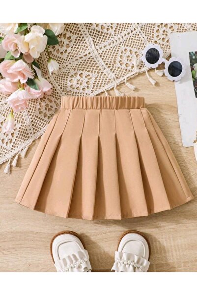 CARABO MODA Fusta mini pentru fetiță cu talie elastică și cu șnur în față (tabelul cu mărimi este disponibil în fotografie)