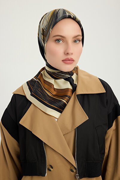 Schaless Golden Lily - Earth - 100% Silk Twill Scarf - 90X90 cm