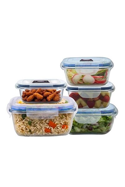 Feelings 5-Piece Glass Food Storage Set – BPA-Free Meal Prep Containers with Locking Lids (RJ2441)