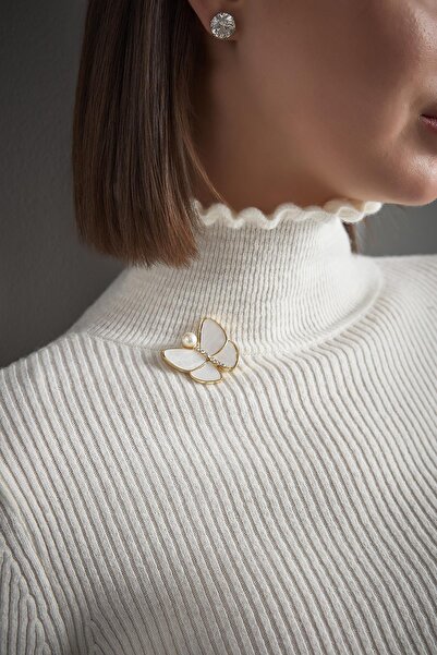 JOIN US ψηλός λαιμός Πλεκτό πουλόβερ με λεπτομέρεια με πεταλούδα