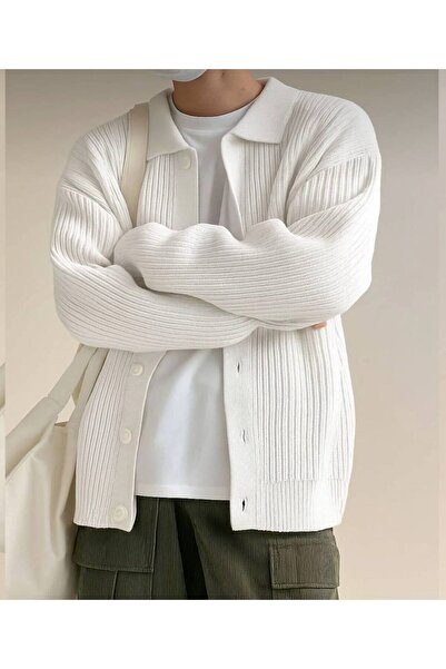 BYATA MENS STYLE Men's Oversize Button Detailed Regular Cardigan