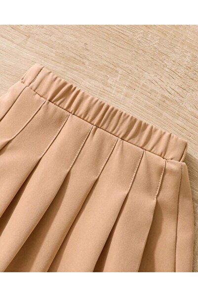 CARABO MODA Fusta mini pentru fetiță cu talie elastică și cu șnur în față (tabelul cu mărimi este disponibil în fotografie)