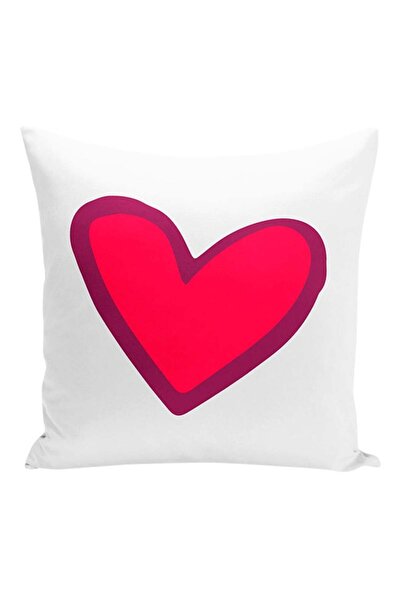 Generic Heart Love Couples Printed Decorative Pillow White/Pink/Purple 16x16inch