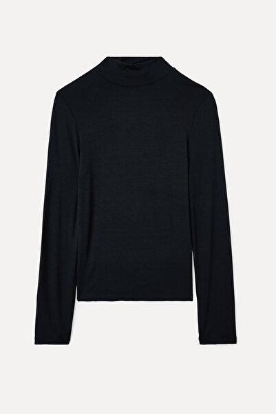 Mudo Modal Mixed Stand-Up Collar Long Sleeve T-Shirt