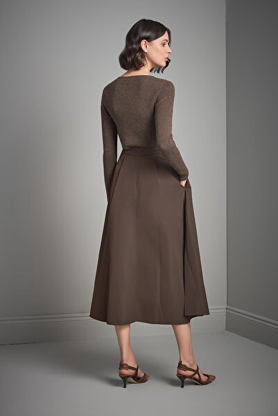 JOIN US Brown Wrap Fabric Skirt with Waist Tie