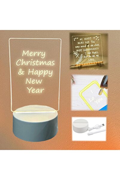 DOME DIY LED Night Light Message Board - Creative 3D Writing Lamp with Reusable Acrylic Board and USB Pow