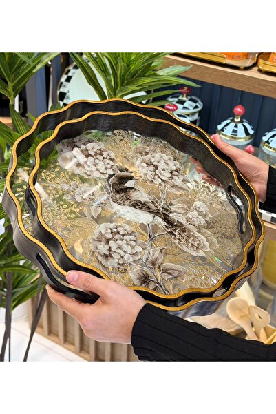 Onedekor 2-Piece Brown Bird Luxury Tray