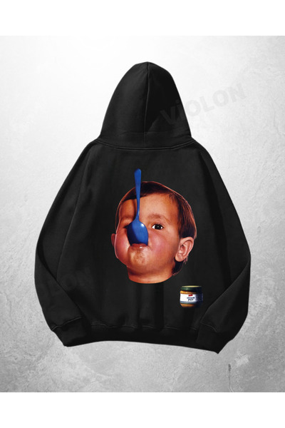 Violon Μαύρο Unisex Φούτερ με κουκούλα με στάμπα μάσκας μωρού