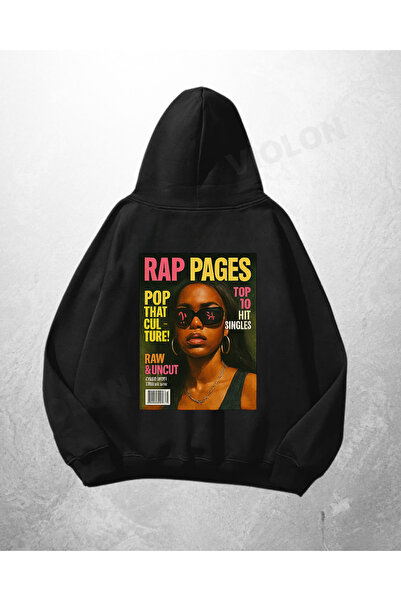 Violon Μαύρο Unisex Φούτερ με κουκούλα με στάμπα σε σχέδιο Rap Pages