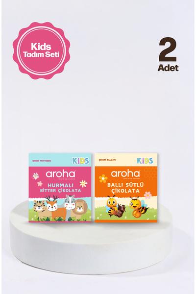 AROHA Kids 2'li Tadım Seti (Hurmalı Bitter & Ballı Sütlü Çikolata)