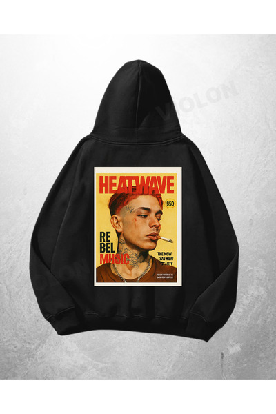 Violon Μαύρο Unisex Φούτερ με κουκούλα, με vintage στάμπα Headwave και oversi...