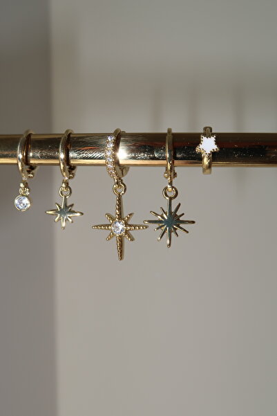 Juaste Gold Stars 6 lı Küpe Seti