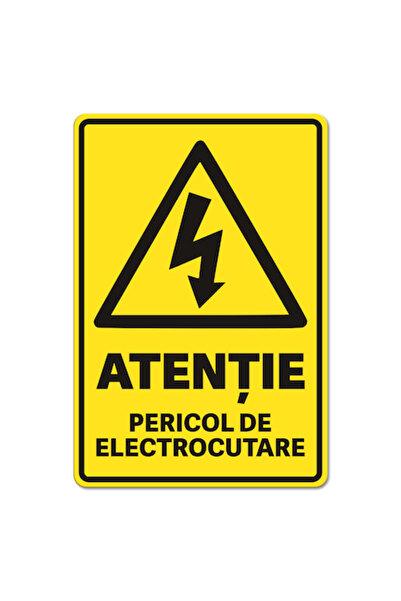 OEM Indicator de avertizare „Risc de electrocutare”, gravat ABS, 14 x 9,5 cm, galben