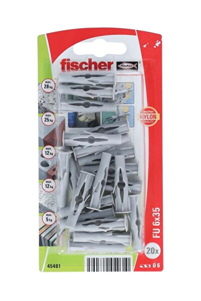 Fischer 20-Piece Universal Plug FU 6 x 35 Gray