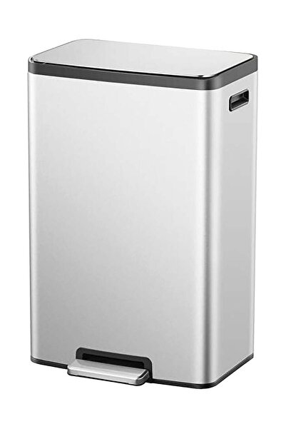 EKO Stainless Steel Step Bin, Rectangular, Silver and Black, 50L