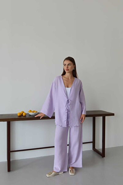 Patreon Women's 100% Cotton Muslin Lace-Up Kimono