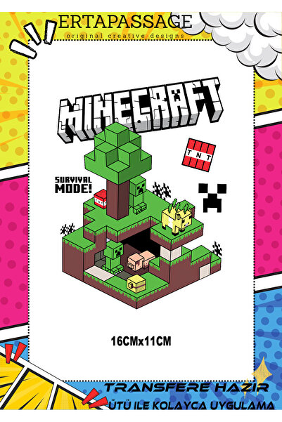 ErTaPassage Minecraft Çocuk DTF Transfer Baskı – Ütüyle Yapışan – Tişört İçin...